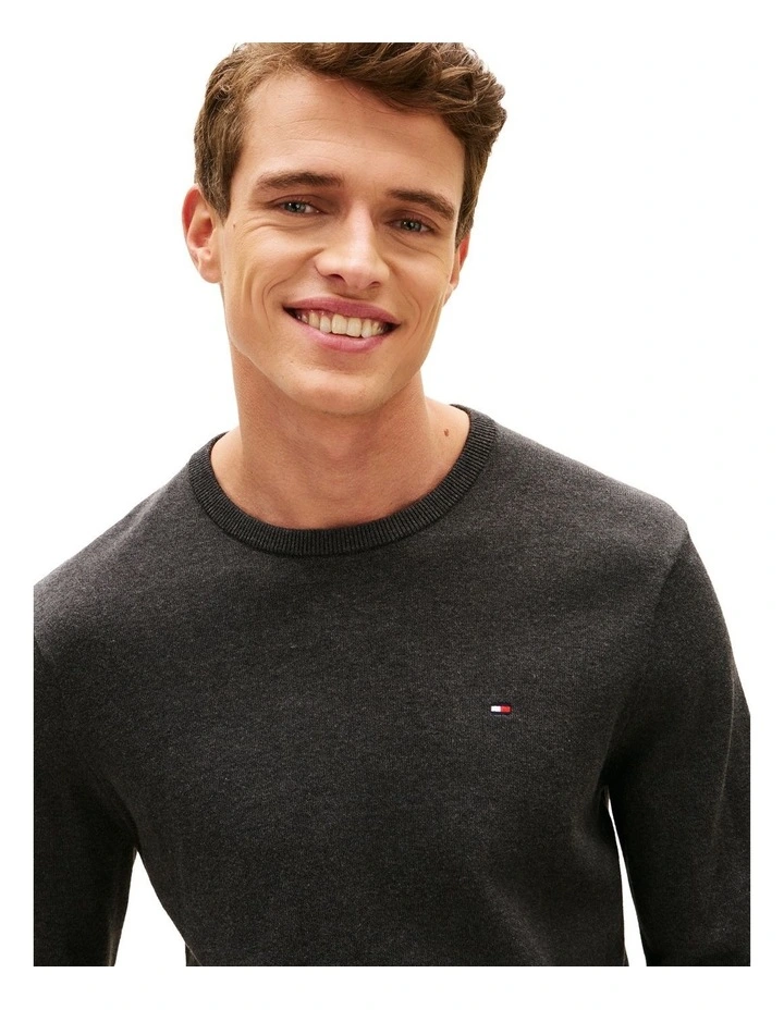 Flag Embroidery Crew Neck Jumper in Grey image 2