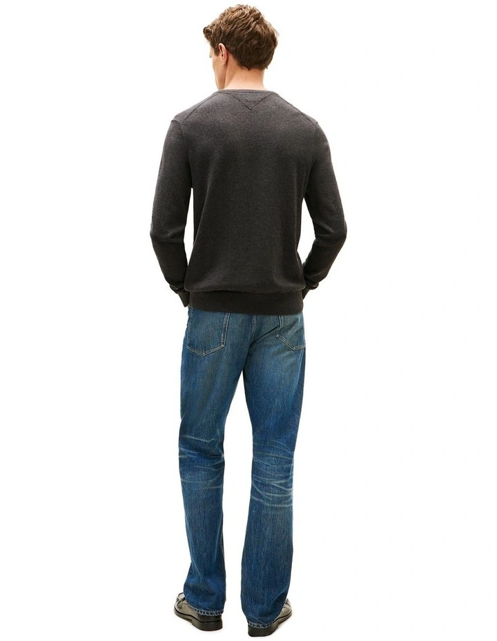 Flag Embroidery Crew Neck Jumper in Grey image 3