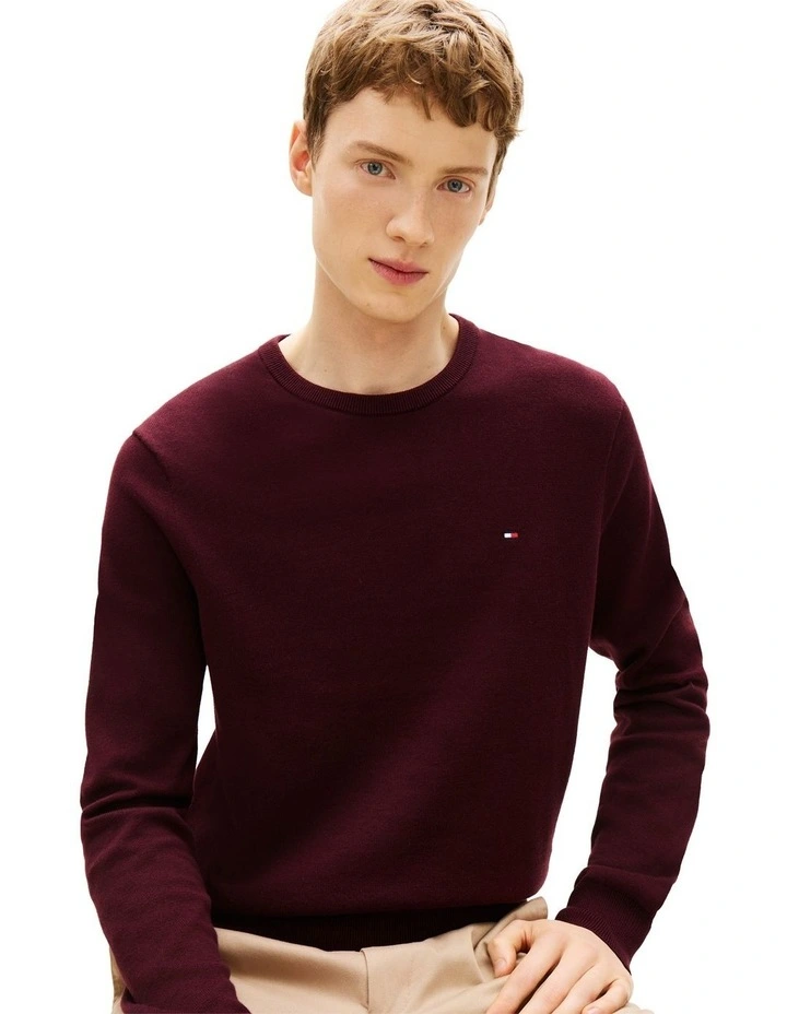 Flag Embroidery Crew Neck Jumper in Red image 2