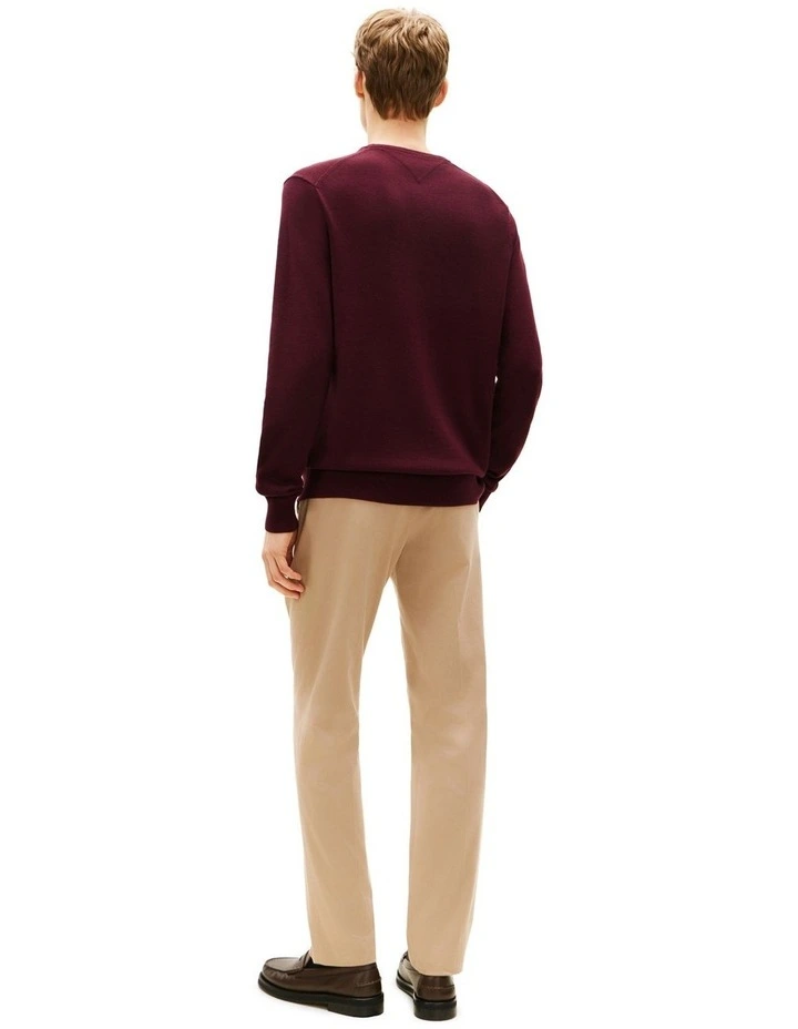 Flag Embroidery Crew Neck Jumper in Red image 3