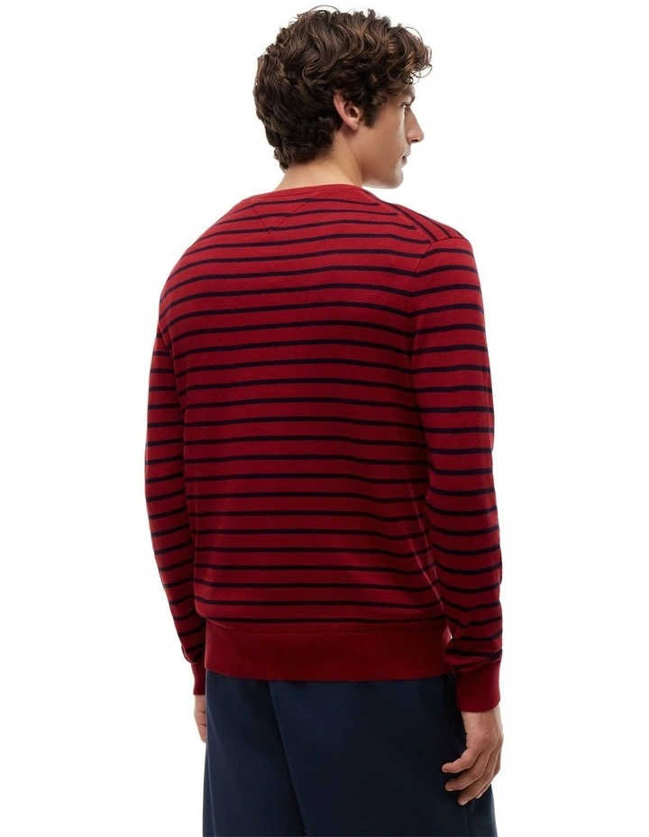 Flag Embroidery Crew Neck Jumper in Red image 3