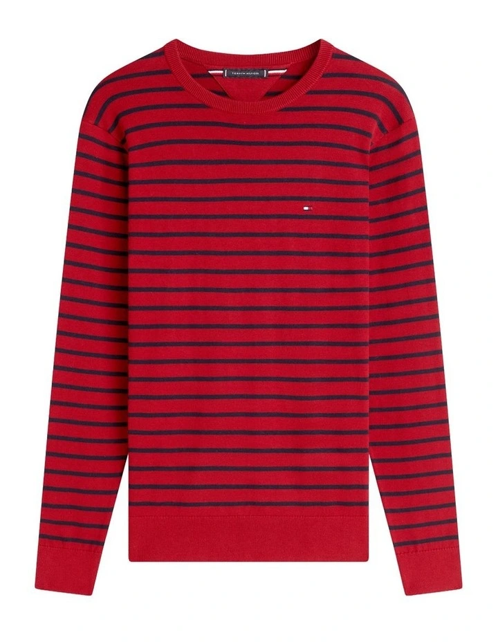 Flag Embroidery Crew Neck Jumper in Red image 6