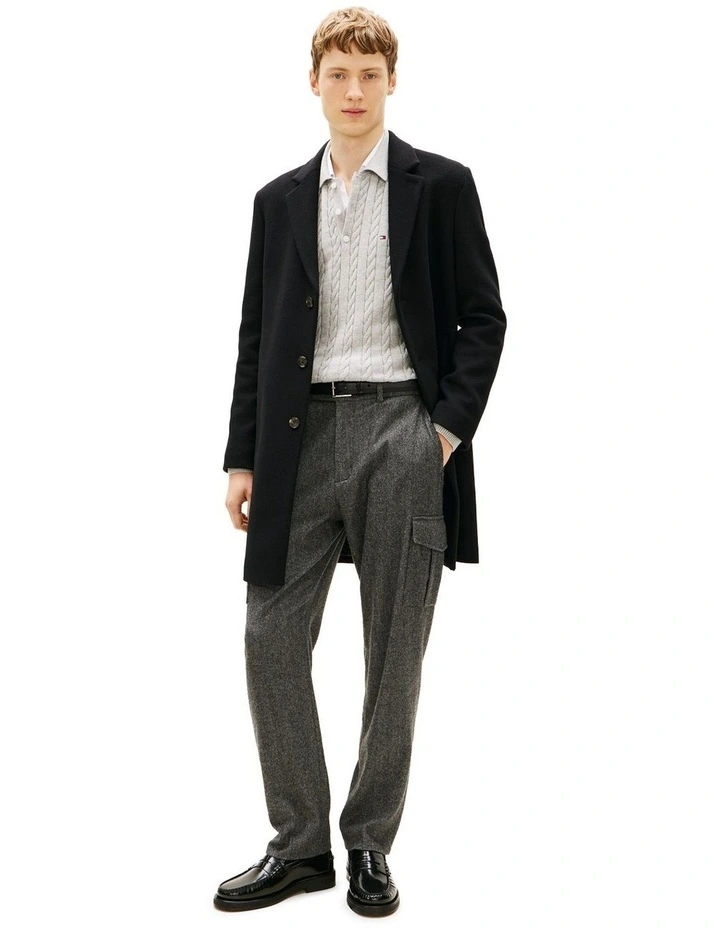 Smart Casual Wool Blend Single Breasted Coat in Black image 1