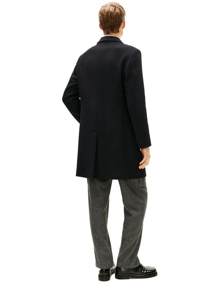 Smart Casual Wool Blend Single Breasted Coat in Black image 3