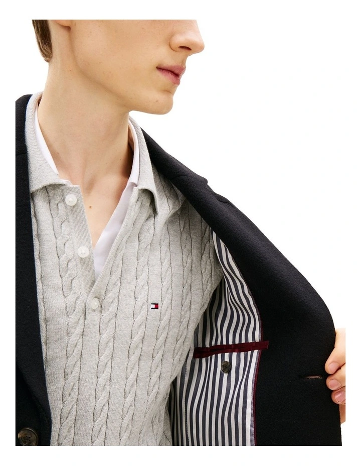 Smart Casual Wool Blend Single Breasted Coat in Black image 4