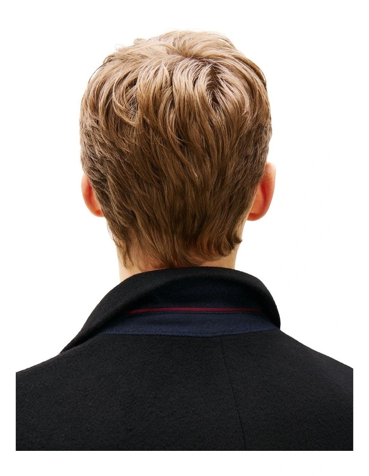 Smart Casual Wool Blend Single Breasted Coat in Black image 5