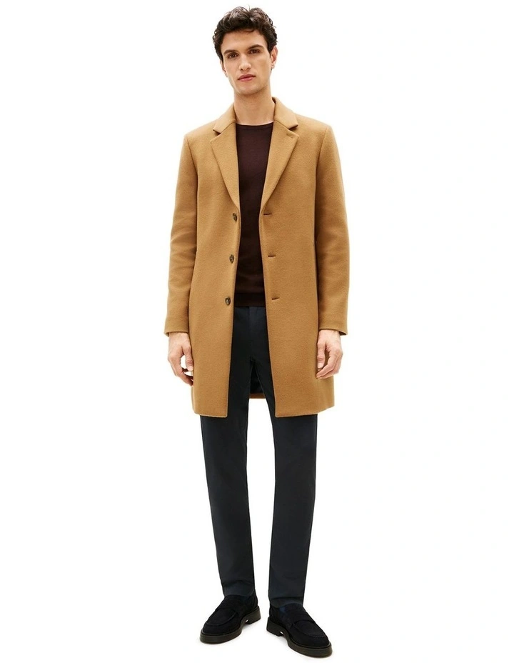Smart Casual Wool Blend Single Breasted Coat in Brown image 1