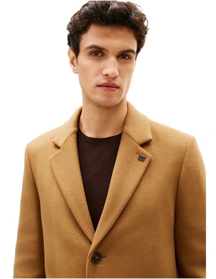 Smart Casual Wool Blend Single Breasted Coat in Brown image 2