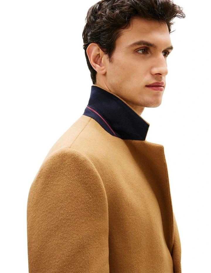 Smart Casual Wool Blend Single Breasted Coat in Brown image 4
