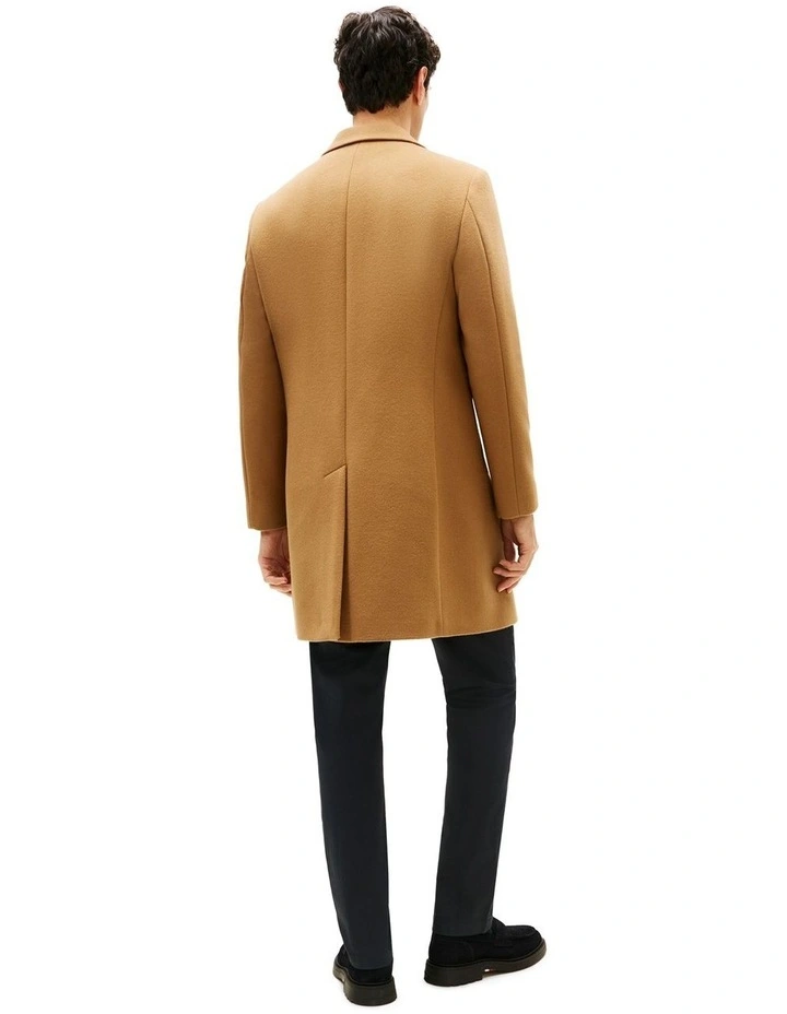 Smart Casual Wool Blend Single Breasted Coat in Brown image 5