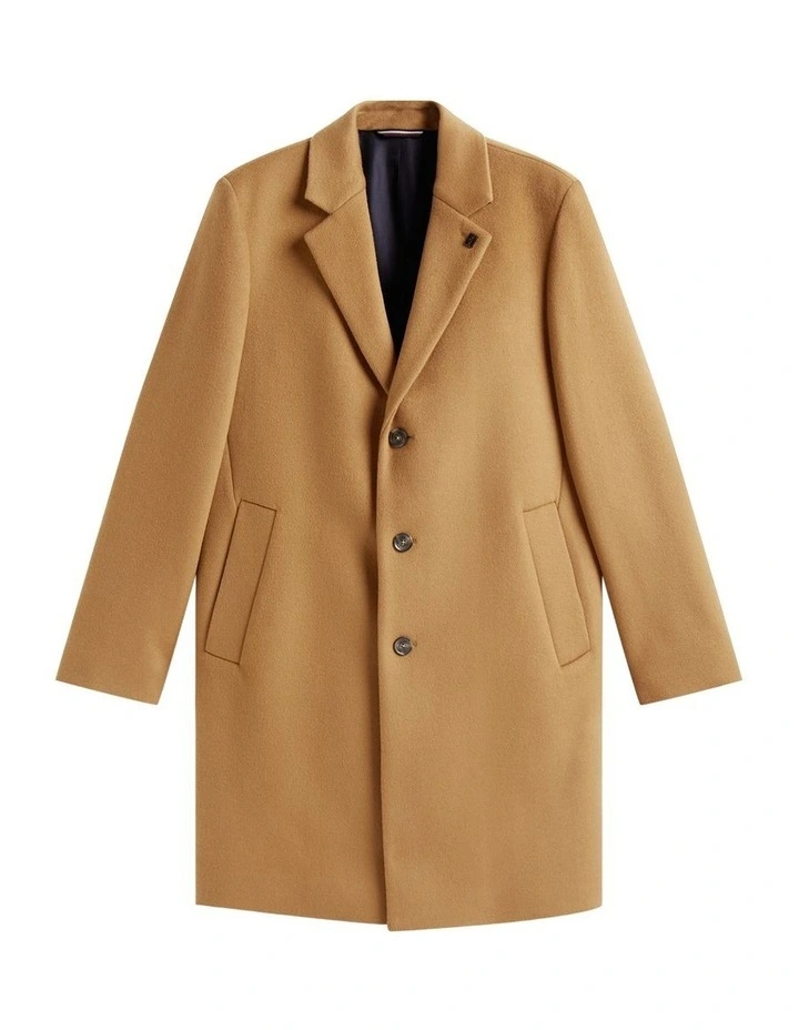 Smart Casual Wool Blend Single Breasted Coat in Brown image 6