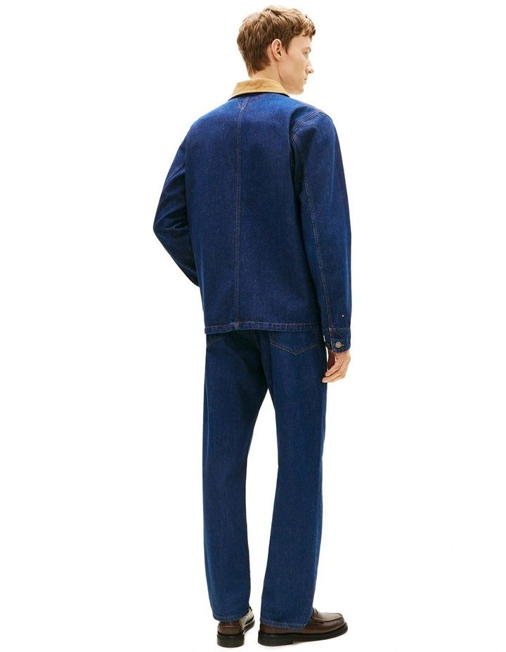 Corduroy Collar Denim Chore Jacket in Blue image 3