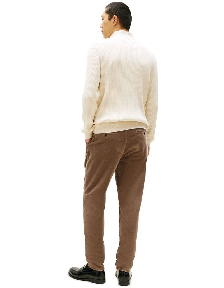 Button Mock Neck Jumper in Beige image 3