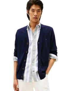 Pima Cotton Cashmere Cardigan in Navy