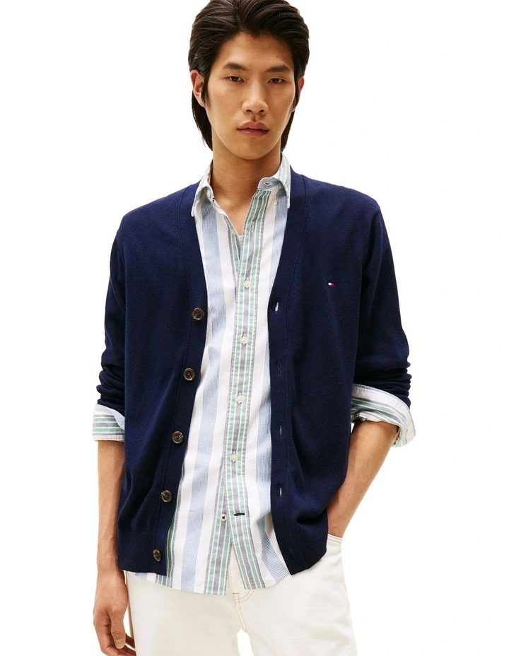 Pima Cotton Cashmere Cardigan in Navy image 1