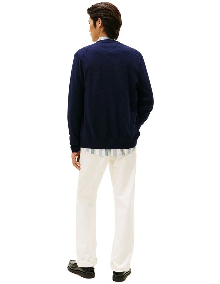 Pima Cotton Cashmere Cardigan in Navy image 3