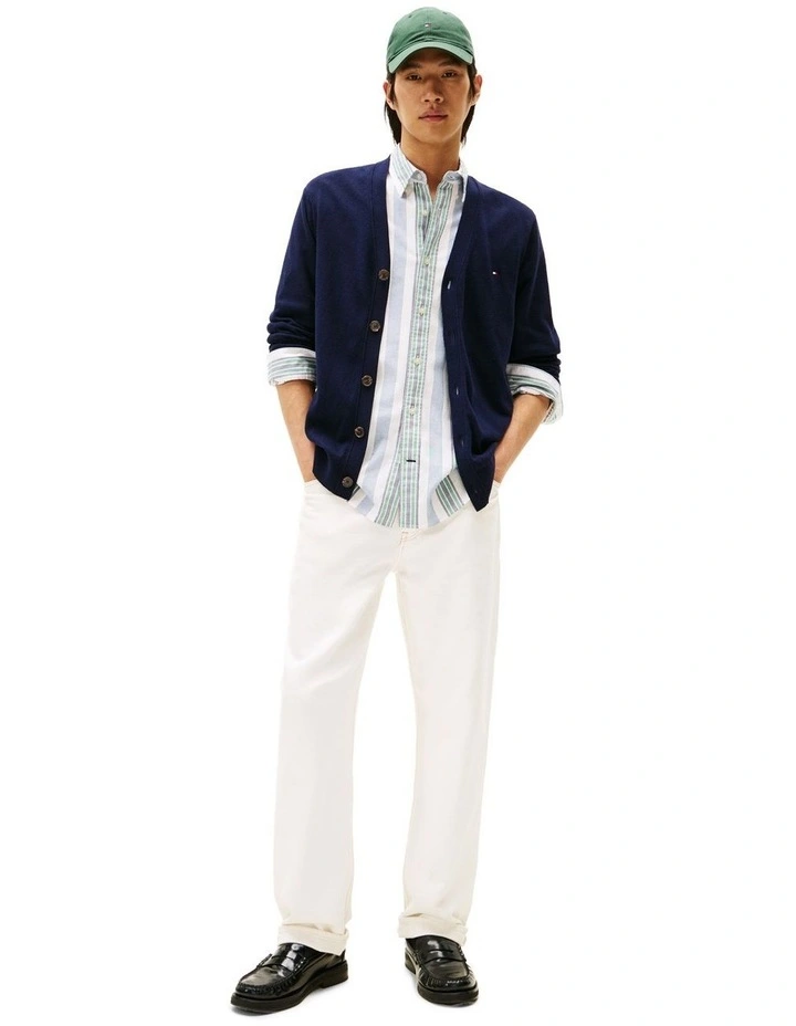 Pima Cotton Cashmere Cardigan in Navy image 4