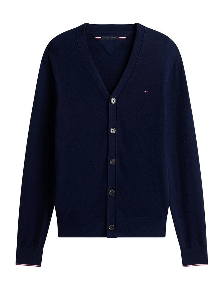 Pima Cotton Cashmere Cardigan in Navy image 5
