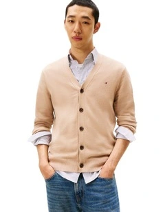 Pima Cotton Cashmere Cardigan in Beige
