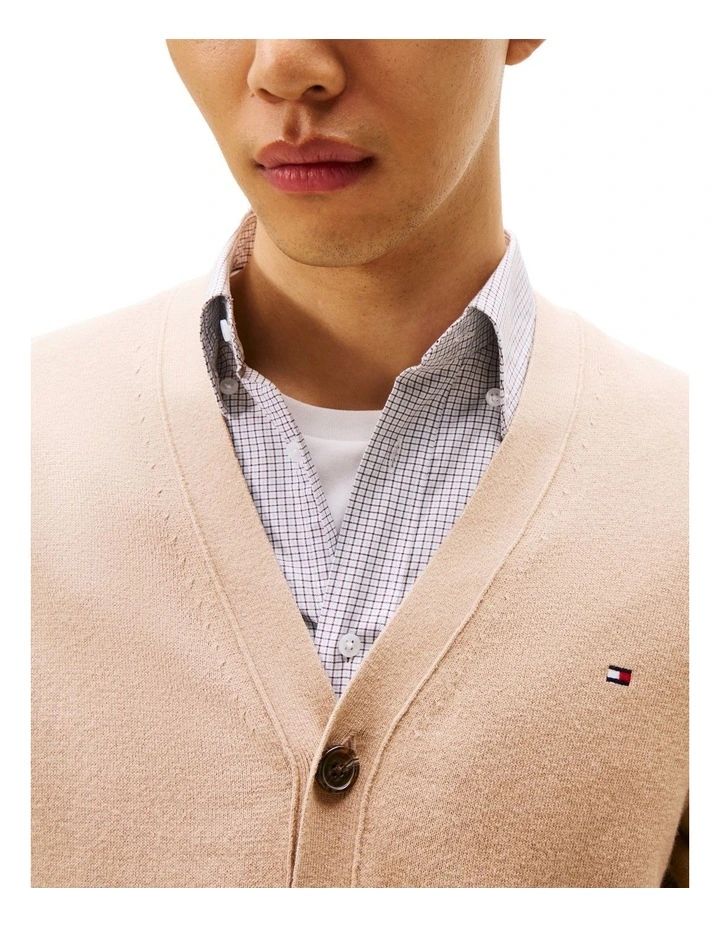 Pima Cotton Cashmere Cardigan in Beige image 2