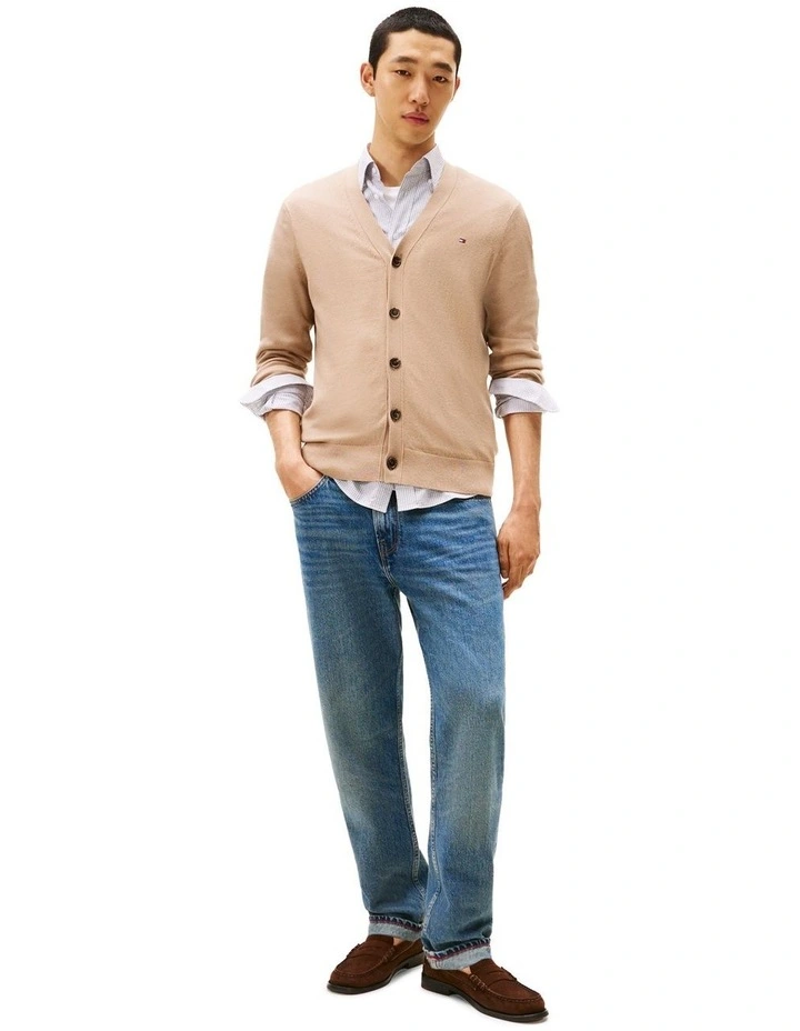 Pima Cotton Cashmere Cardigan in Beige image 4