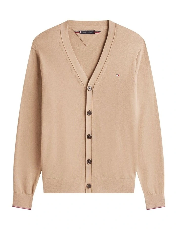Pima Cotton Cashmere Cardigan in Beige image 5