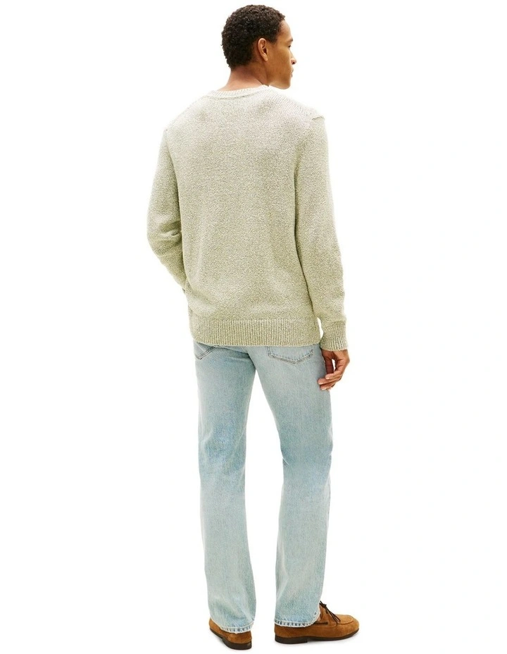 Two-Tone Boucl Relaxed Crew Neck Jumper in Green image 3
