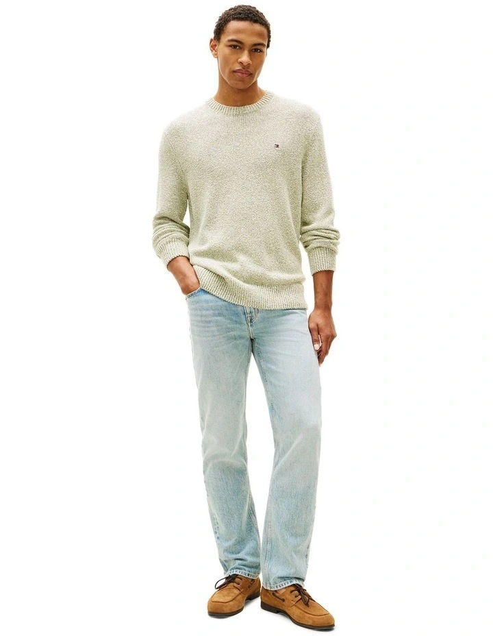 Two-Tone Boucl Relaxed Crew Neck Jumper in Green image 4