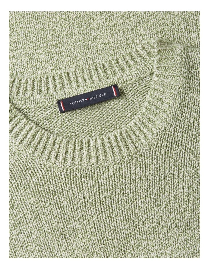 Two-Tone Boucl Relaxed Crew Neck Jumper in Green image 5