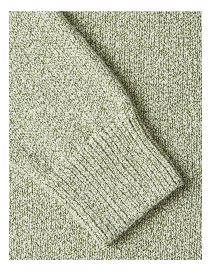 Two-Tone Boucl Relaxed Crew Neck Jumper in Green image 6