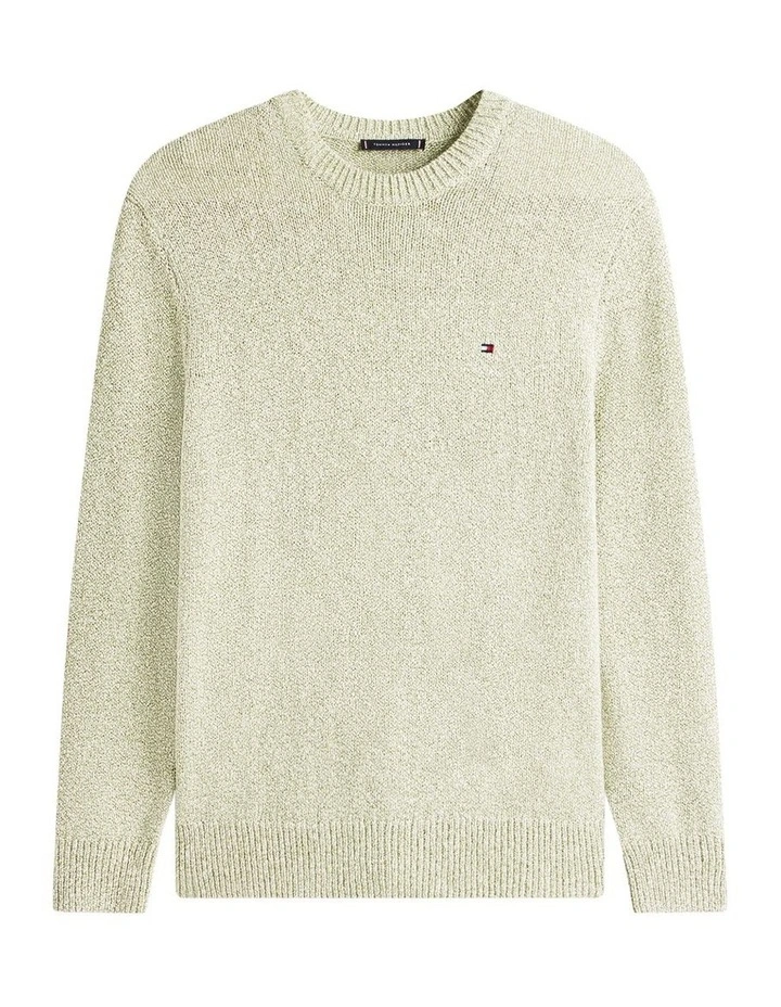Two-Tone Boucl Relaxed Crew Neck Jumper in Green image 7