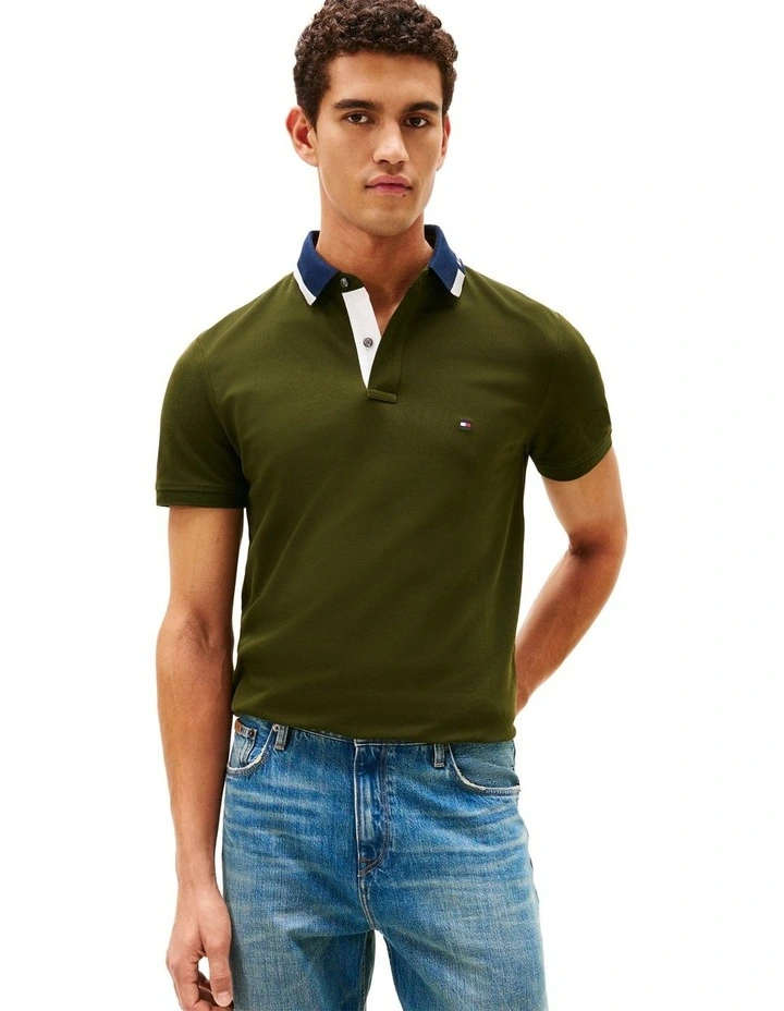 Regular Fit Collar Embroidery Polo Shirt in Green image 1