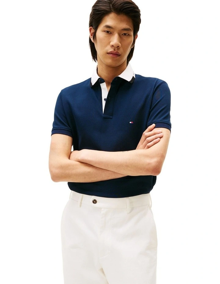 Regular Fit Collar Embroidery Polo Shirt in Navy image 1