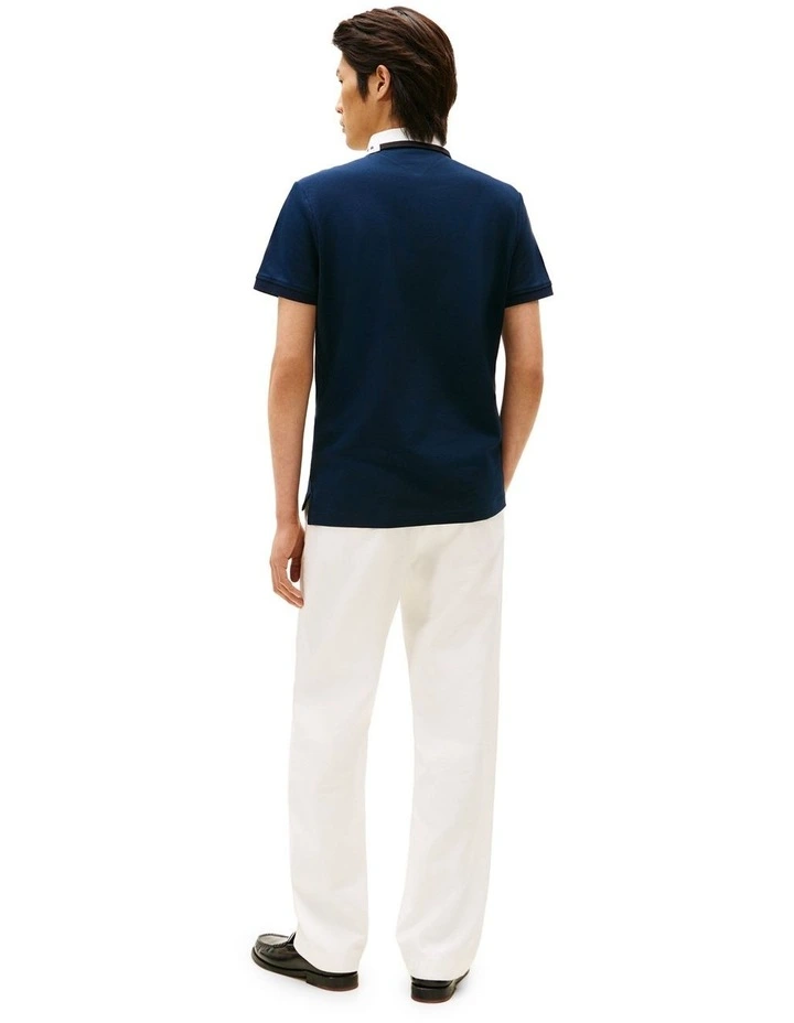 Regular Fit Collar Embroidery Polo Shirt in Navy image 3