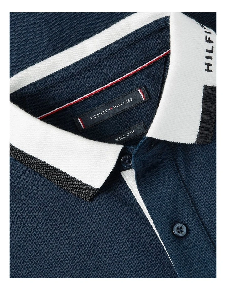 Regular Fit Collar Embroidery Polo Shirt in Navy image 5