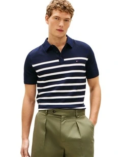 Regular Fit Knit Polo Shirt in Navy