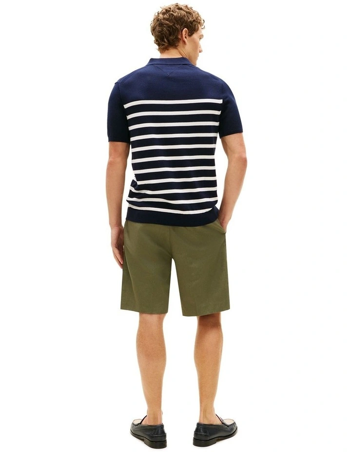 Regular Fit Knit Polo Shirt in Navy image 3