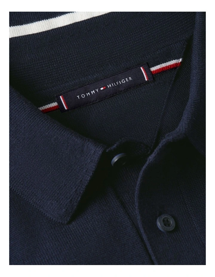 Regular Fit Knit Polo Shirt in Navy image 5