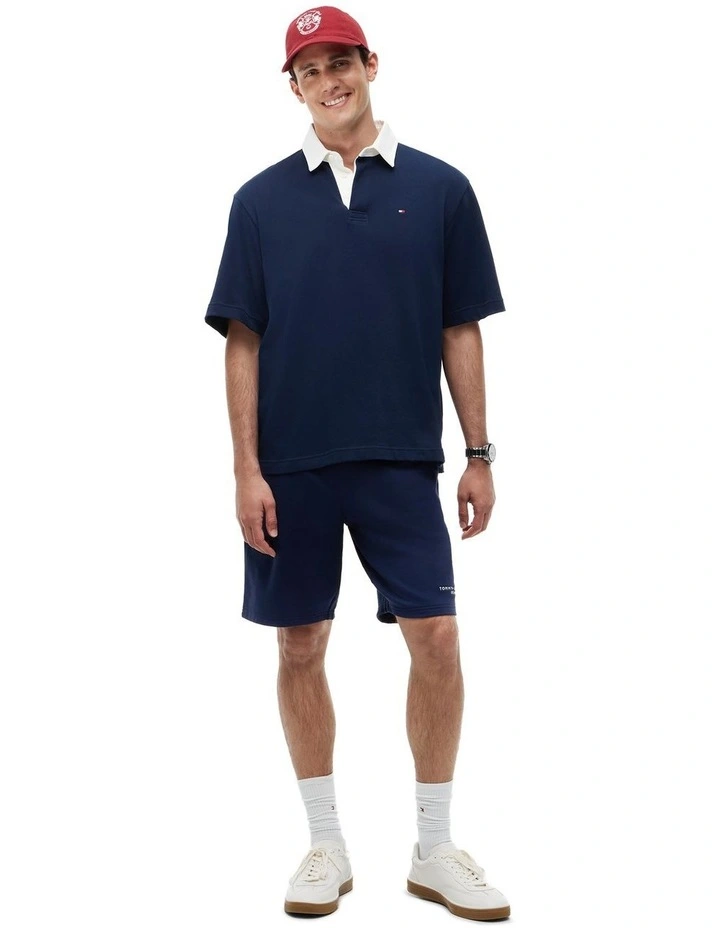 Colour-Blocked Back Logo Relaxed Polo Shirt in Navy image 4