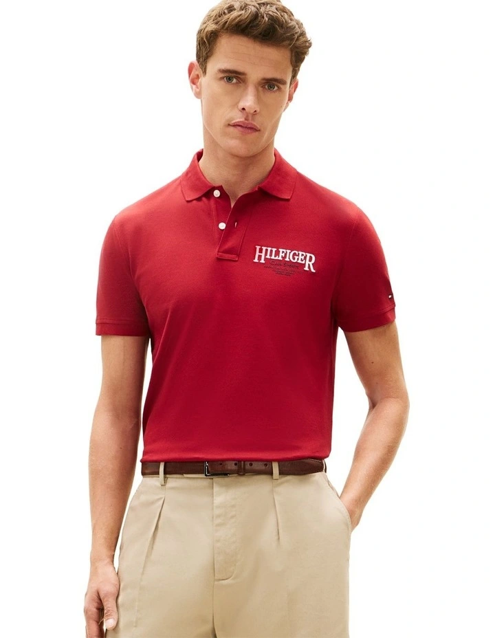 Heritage Cotton Polo Shirt in Red image 1