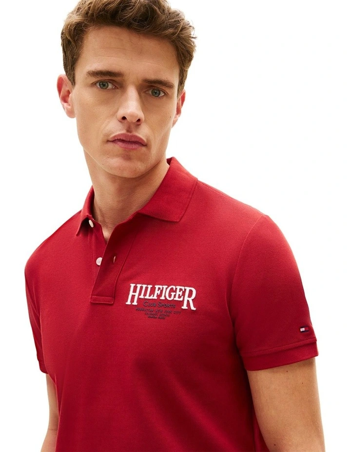 Heritage Cotton Polo Shirt in Red image 2