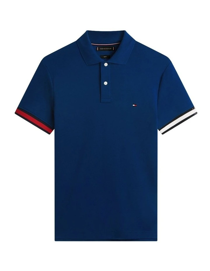 Interlock Knit Tipped Slim Fit Polo Shirt in Navy image 6