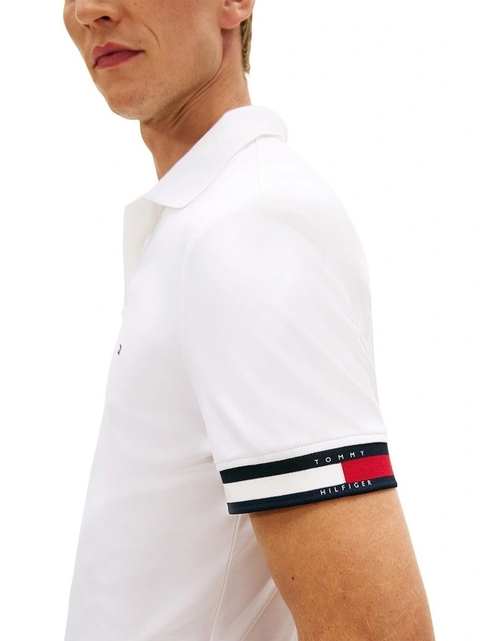 Interlock Knit Tipped Slim Fit Polo Shirt in White image 2