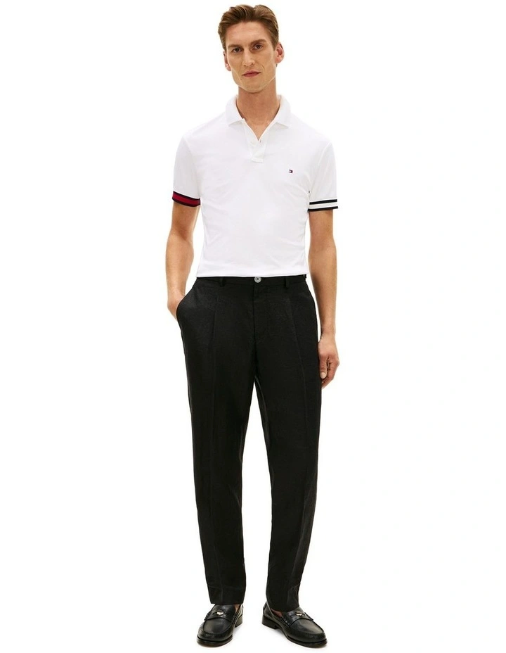 Interlock Knit Tipped Slim Fit Polo Shirt in White image 3