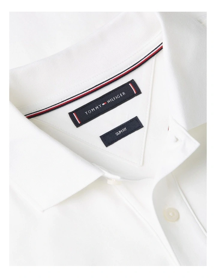 Interlock Knit Tipped Slim Fit Polo Shirt in White image 5