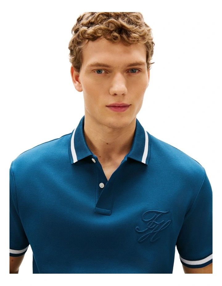 Classic Fit Script Polo in Blue image 2