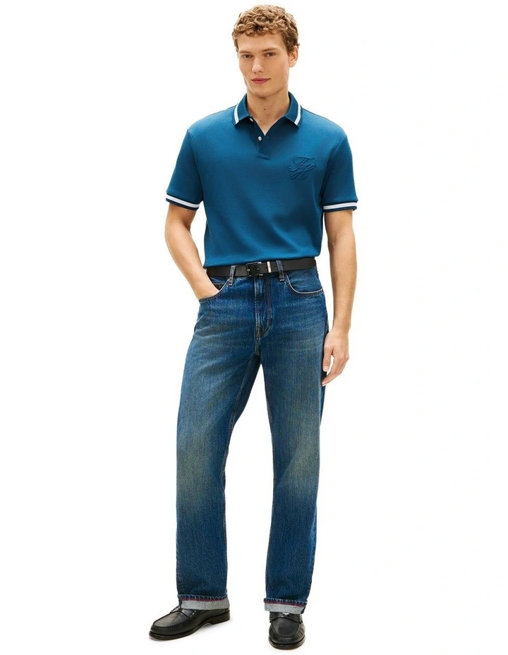 Classic Fit Script Polo in Blue image 4