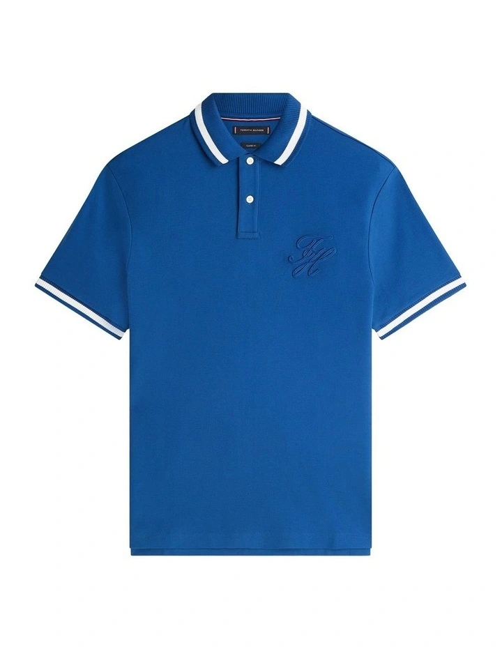 Classic Fit Script Polo in Blue image 6