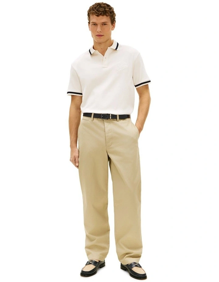 Classic Fit Script Polo in Cream image 4