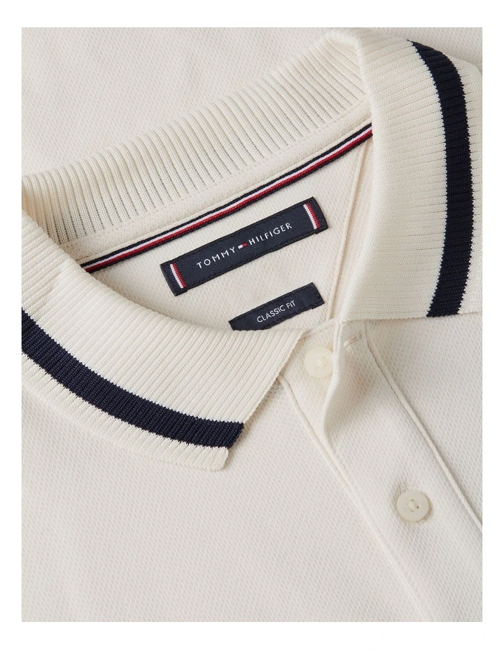 Classic Fit Script Polo in Cream image 5